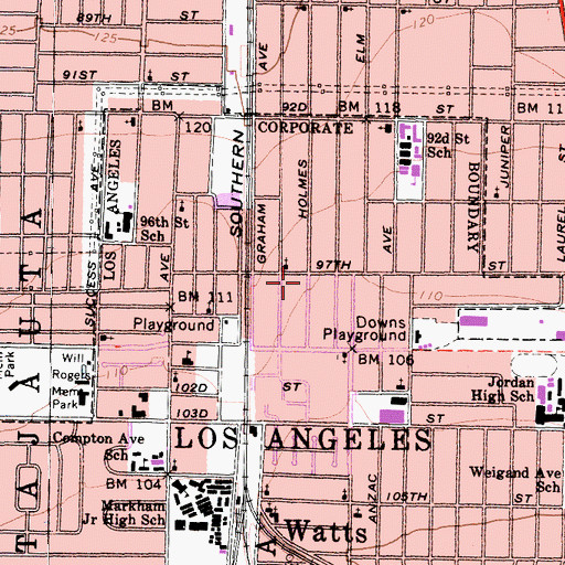 Topographic Map of Good Shepherd Convalescent Hospital, CA
