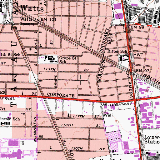 Topographic Map of Imperial Courts, CA
