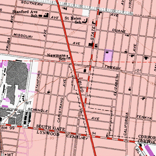 Topographic Map of Kingdom Hall of Jehovahs Witnesses, CA