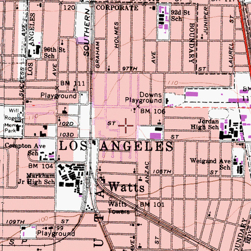 Topographic Map of Saint James African Methodist Episcopal Church, CA