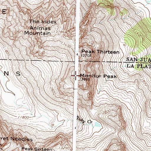Topographic Map of Monitor Peak, CO