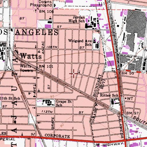Topographic Map of Saint Marks Roman Catholic Church, CA