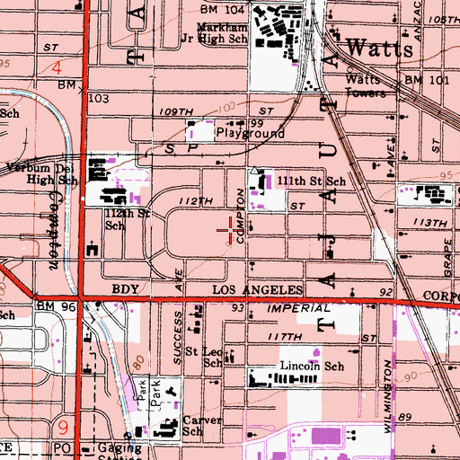 Topographic Map of Saint Paul Church of God in Christ, CA