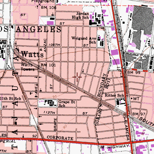 Topographic Map of San Miguel Parish Hall, CA
