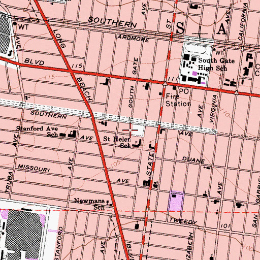 Topographic Map of Suburban Hospital, CA