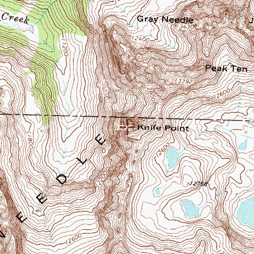 Topographic Map of Knife Point, CO