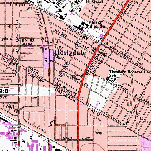 Topographic Map of Faith Lutheran Church, CA