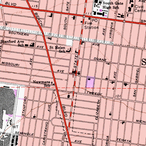 Topographic Map of First Church of the Nazarene, CA