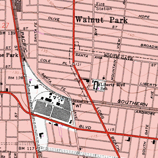 Topographic Map of Redeemer Lutheran School, CA