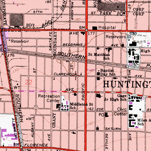 Topographic Map of Church of Religious Science, CA