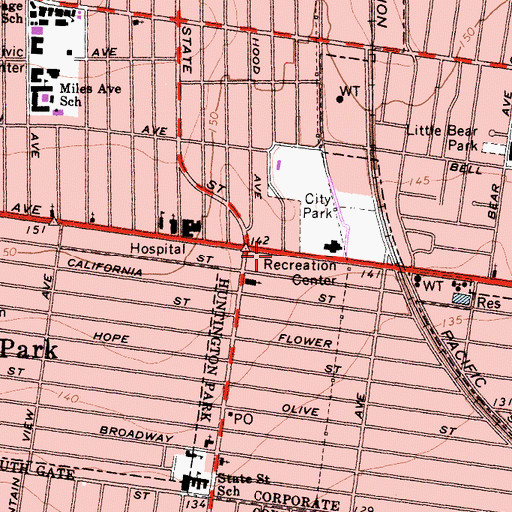 Topographic Map of First Assembly of God Church, CA