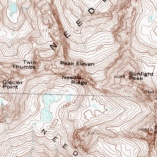 Topographic Map of Needle Ridge, CO