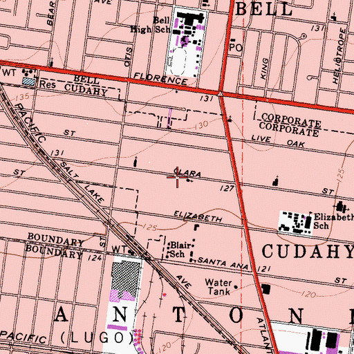 Topographic Map of Bell Church of the Nazarene, CA