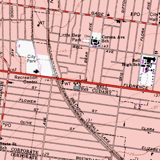 Topographic Map of Reorganized Church of Jesus Christ of Latter Day Saints, CA