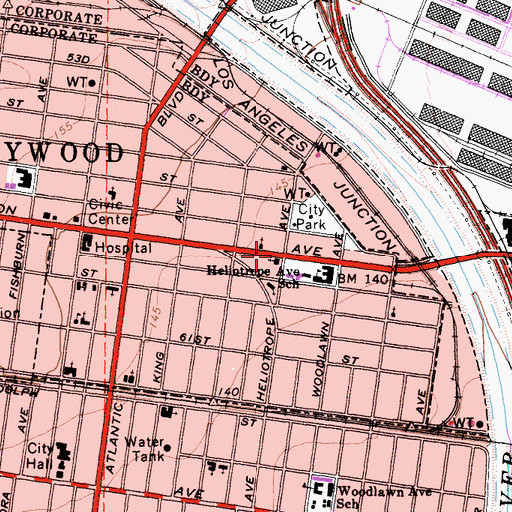 Topographic Map of Maywood Church of the Nazarene, CA