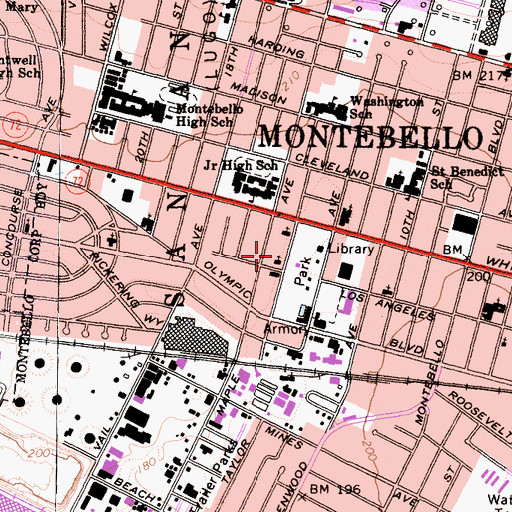 Topographic Map of First Church of Christ Scientist, CA