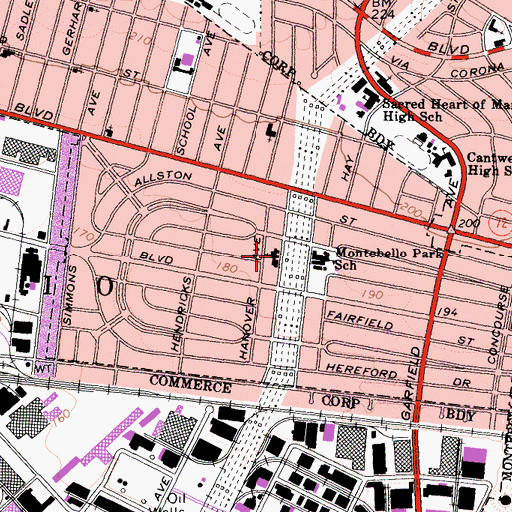Topographic Map of Grace United Presbyterian Church, CA