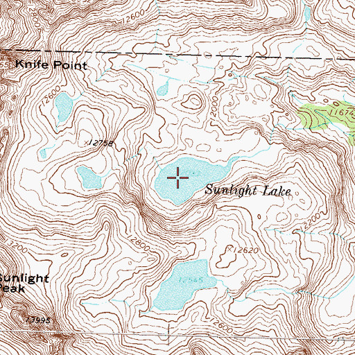 Topographic Map of Sunlight Lake, CO