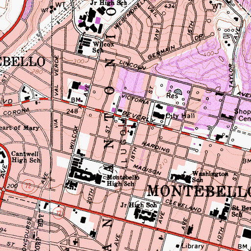 Topographic Map of Saint Johns Lutheran Church, CA