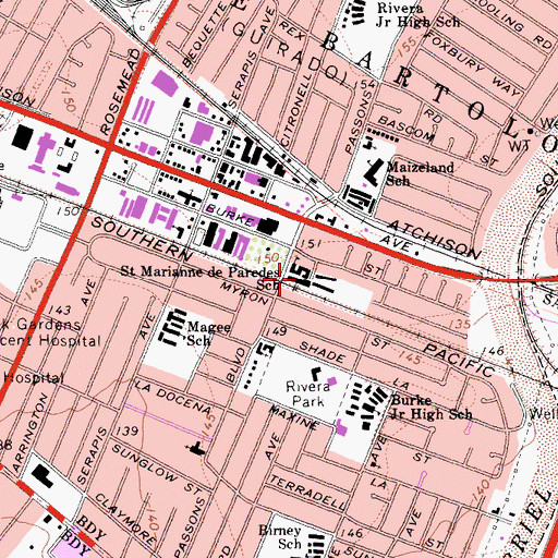 Topographic Map of Saint Marianne Catholic Church, CA
