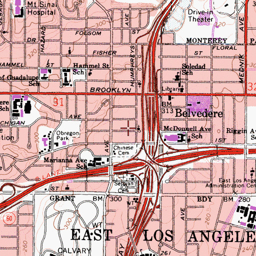 Topographic Map of Church of God, CA