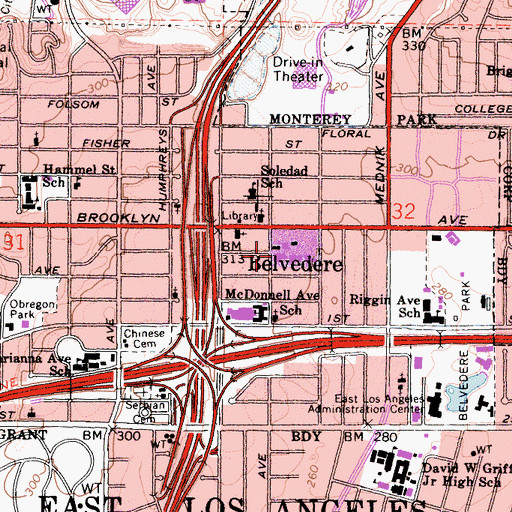 Topographic Map of Eastside Boys Club, CA