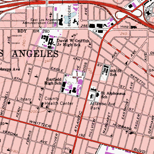 Topographic Map of El Camino Baptist Church, CA
