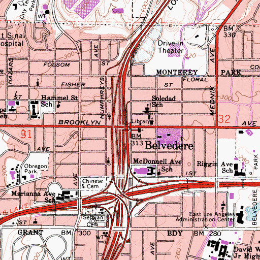 Topographic Map of El Mesias Methodist Church, CA