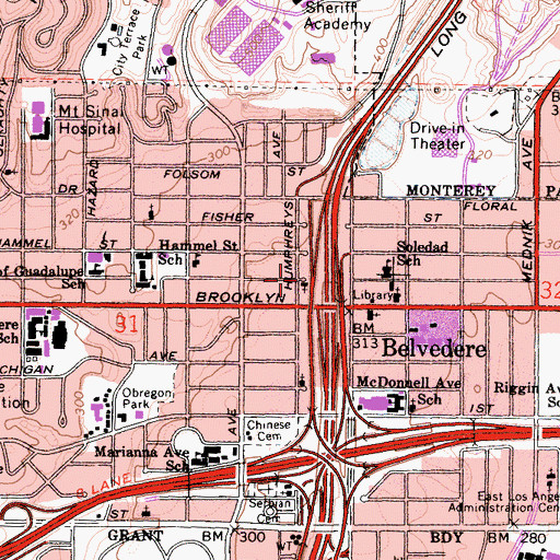 Topographic Map of El Siloe Presbyterian Church, CA