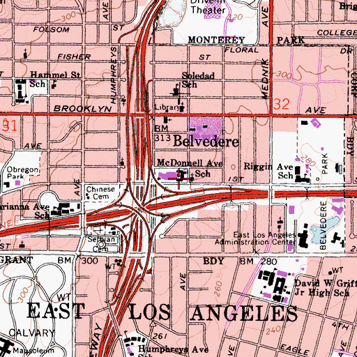 Topographic Map of Saint Pius X Catholic Center, CA