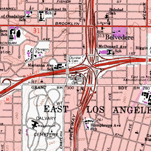 Topographic Map of Saint Sava Serbian Orthodox Church, CA
