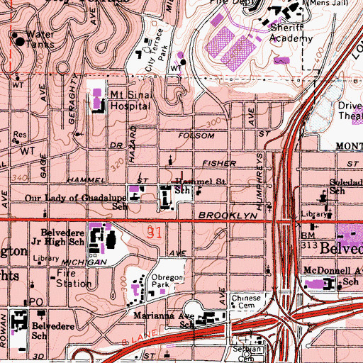 Topographic Map of Temple of Bethel, CA