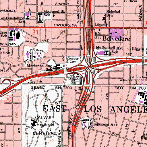 Topographic Map of United Serbian Benevolent Society Hall, CA