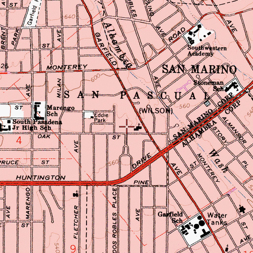 Topographic Map of Oneonto Congregational Church, CA