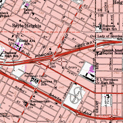 Topographic Map of Bethel Iglesia Bautista del Sur, CA