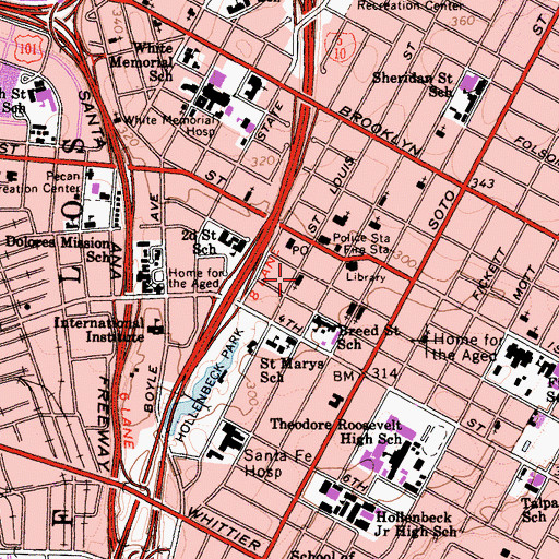 Topographic Map of Calvary Baptist Church, CA