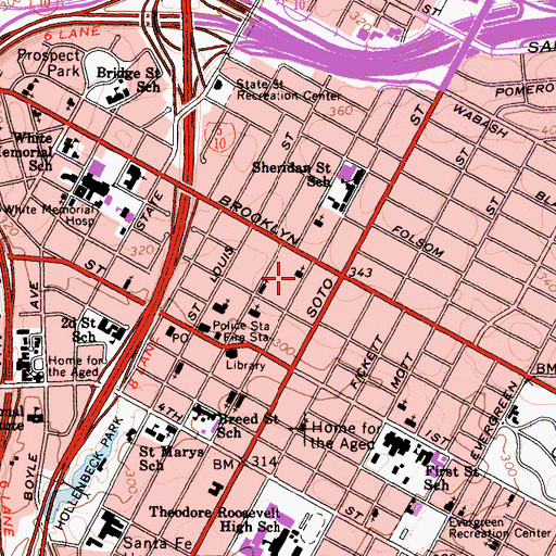 Topographic Map of Congregation Talmud Torah, CA