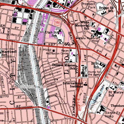 Topographic Map of Dolores Roman Catholic Church, CA