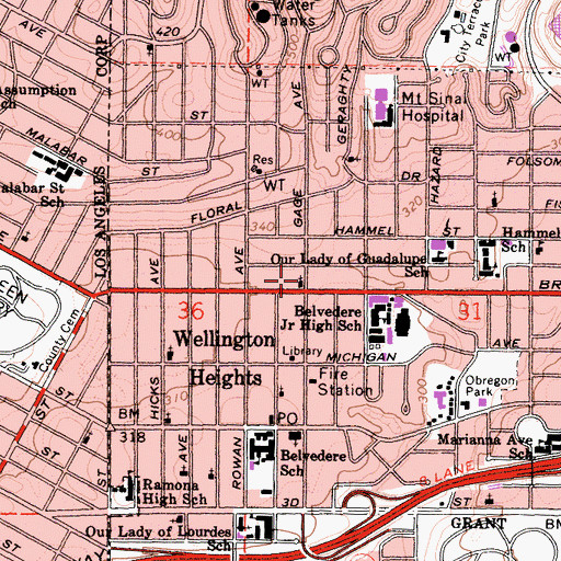 Topographic Map of Eastminster Community Presbyterian Church, CA