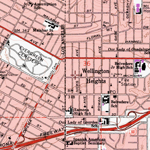 Topographic Map of El Aposento Alto Asambleas de Dios, CA