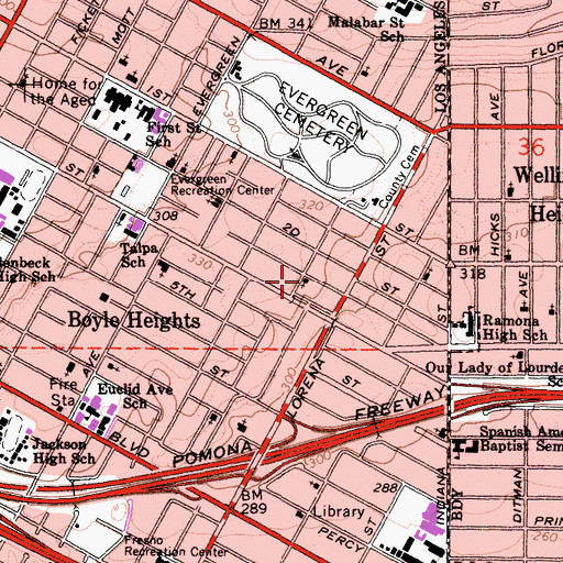 Topographic Map of El Monte de las Olivas Church, CA