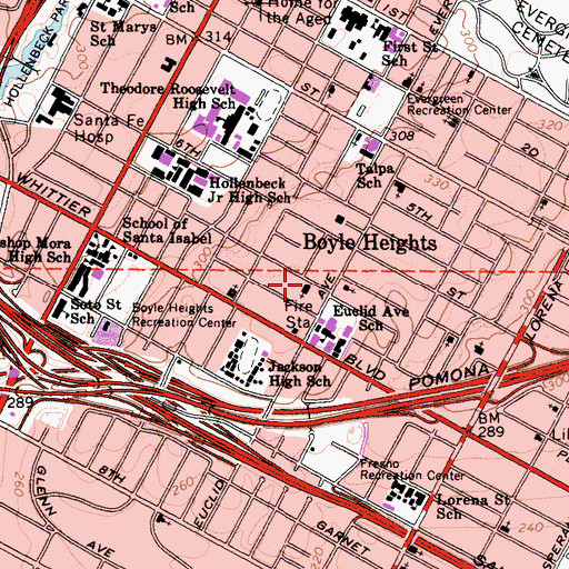 Topographic Map of Eleventh Church of Christ Scientist, CA