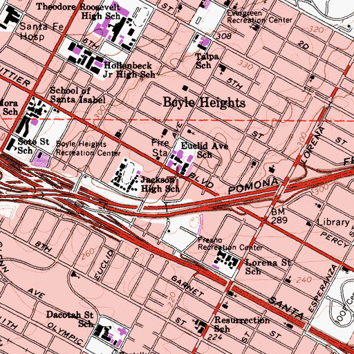 Topographic Map of Euclid Heights Community Center, CA