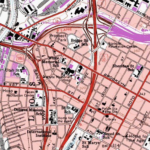 Topographic Map of Ida Thomason Hall, CA