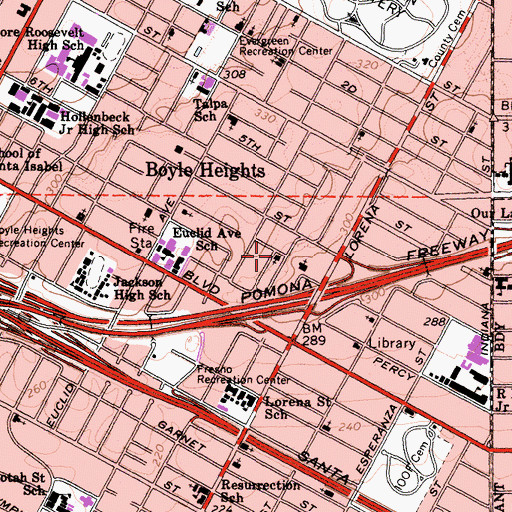 Topographic Map of La Purisima Roman Catholic Church, CA