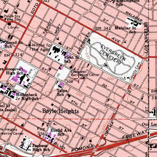 Topographic Map of Light and Life Christian Elementary and Junior High School, CA