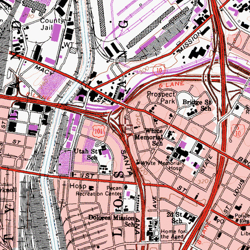 Topographic Map of Our Lady Queen of Martyrs Roman Catholic Church, CA