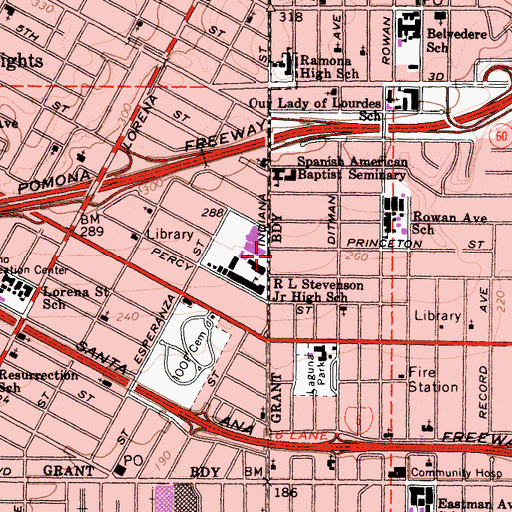 Topographic Map of Plaza Community Center, CA
