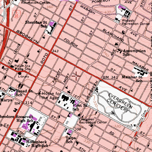 Topographic Map of Rafu Chuo Gakuen School, CA
