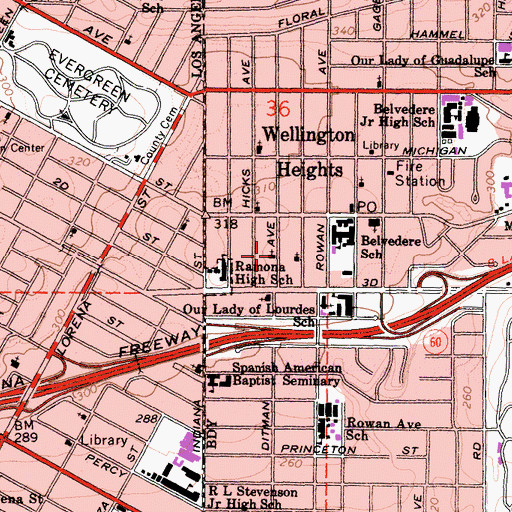 Topographic Map of Seventh Day Adventist Church, CA